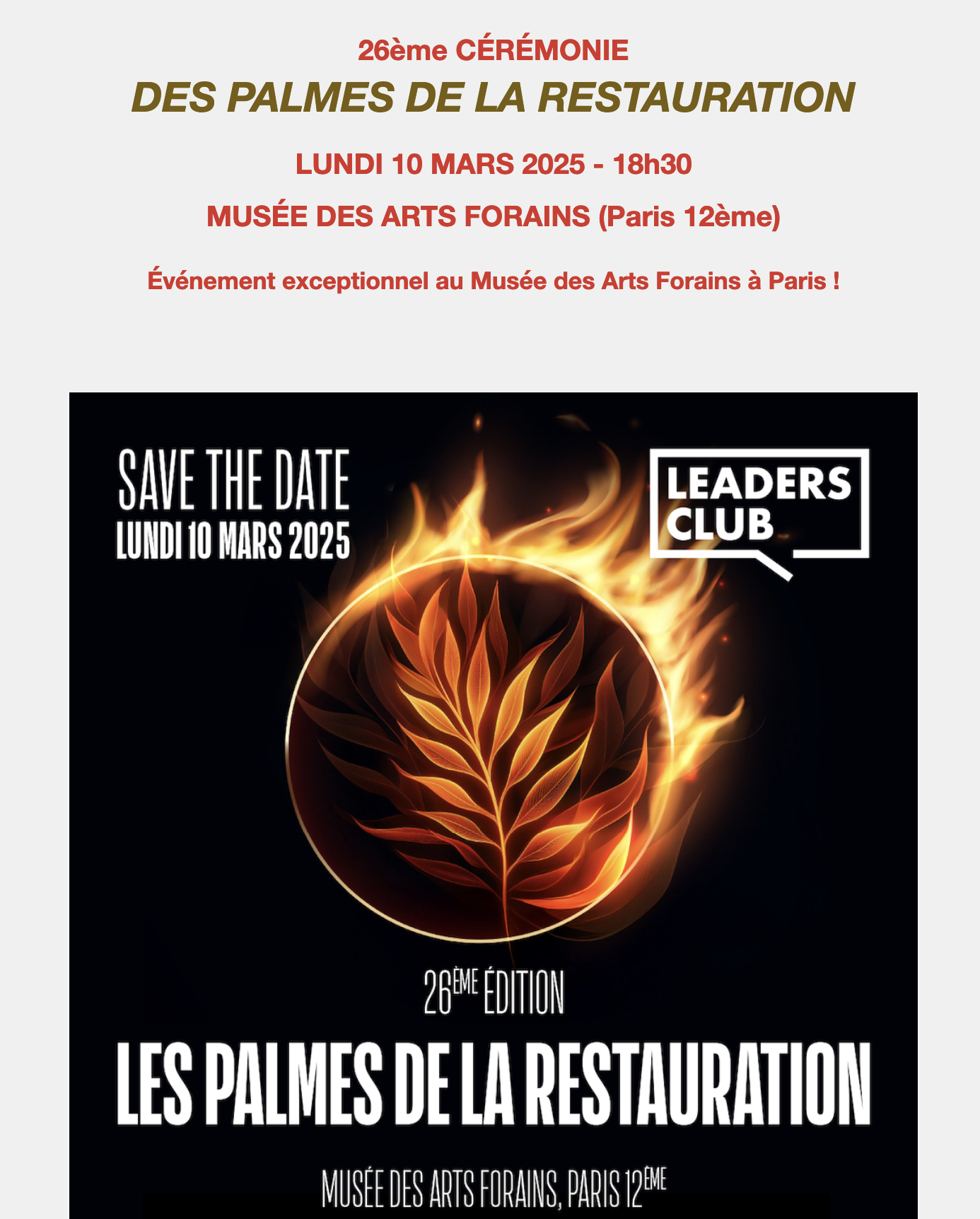 Ouverture des inscriptions : Palmes de la Restauration 2025 !